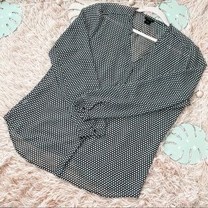 Ann Taylor Sheer Black Floral Blouse